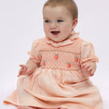 Baby Girl - Ambra Hand Embroidered 100% Linen Smocked Dress
