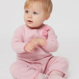 Baby Girl - Clelia 100% Cashmere Onesie – Hand-Embroidered with Contrast Trim