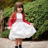 Baby Girl -  Cristina 100% Cotton Hand Embroidered Smocked Knee Length Dress
