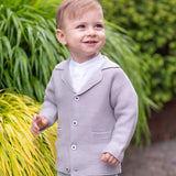 Baby Boy - Marco Grandad Shirt in 100% Linen – Adjustable Tie-Back Sleeves & Contrast Detail
