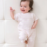 Baby Girl - Marion Cotton Candy Striped Short-Sleeved Romper – Pima Cotton & Modal Blend