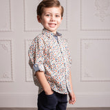 Boy - Oliver 100% Cotton Classic Shirt with Geometrical Pattern