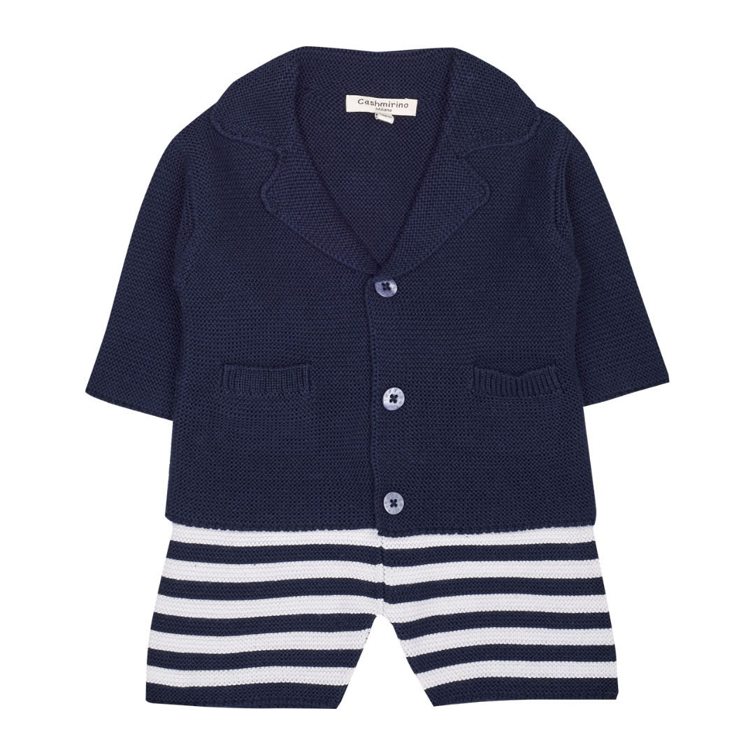 Baby Boy - Matthew Cotton V-neck Blazer and Striped Shorts Set