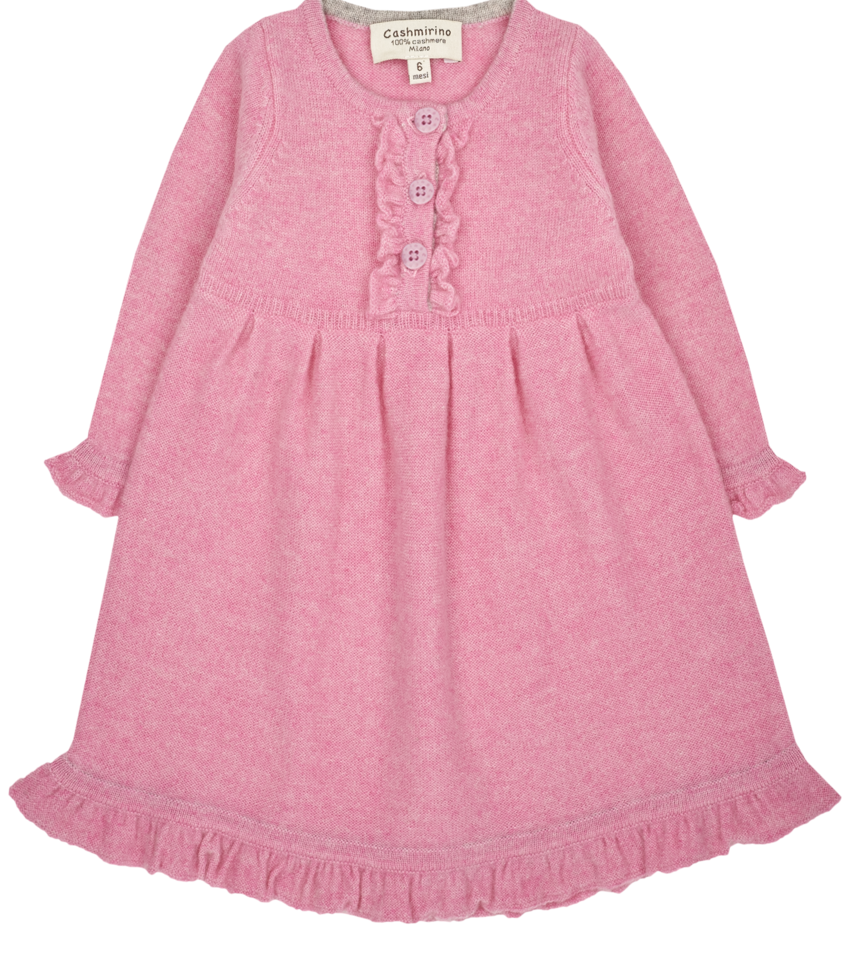 Baby Girl - Sophia 100% Cashmere Ruche Dress with Pleat Detail