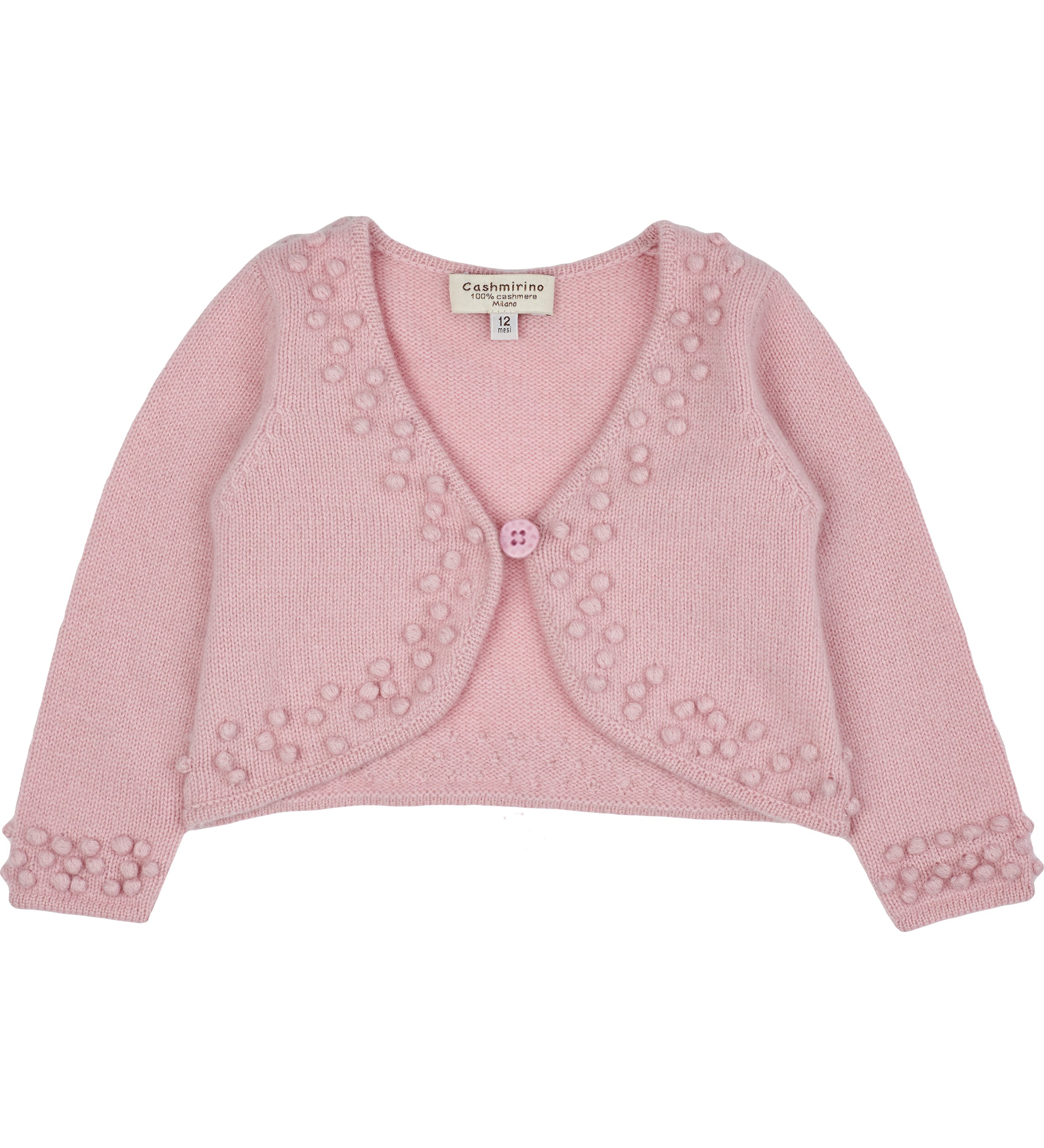 Baby Girl - Cashmere Shrug With Bobble Embroidery