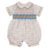 Baby Boy - Amedeo 100% Cotton Hand Embroidered Smocked Romper
