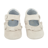 Baby Girl - 100% Suede Crawling Shoes With Frill Detail And Velcro Strap