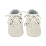 Baby Girl - 100% Suede Crawling Ankle Boots With Velvet Ribbon Lace Ups