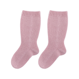 Baby Girl - 100% Cashmere Socks With Ribbed Hem