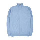 Men - Emanuele 100% Premium Cashmere High Neck Cardigan With Cable Knit Panels