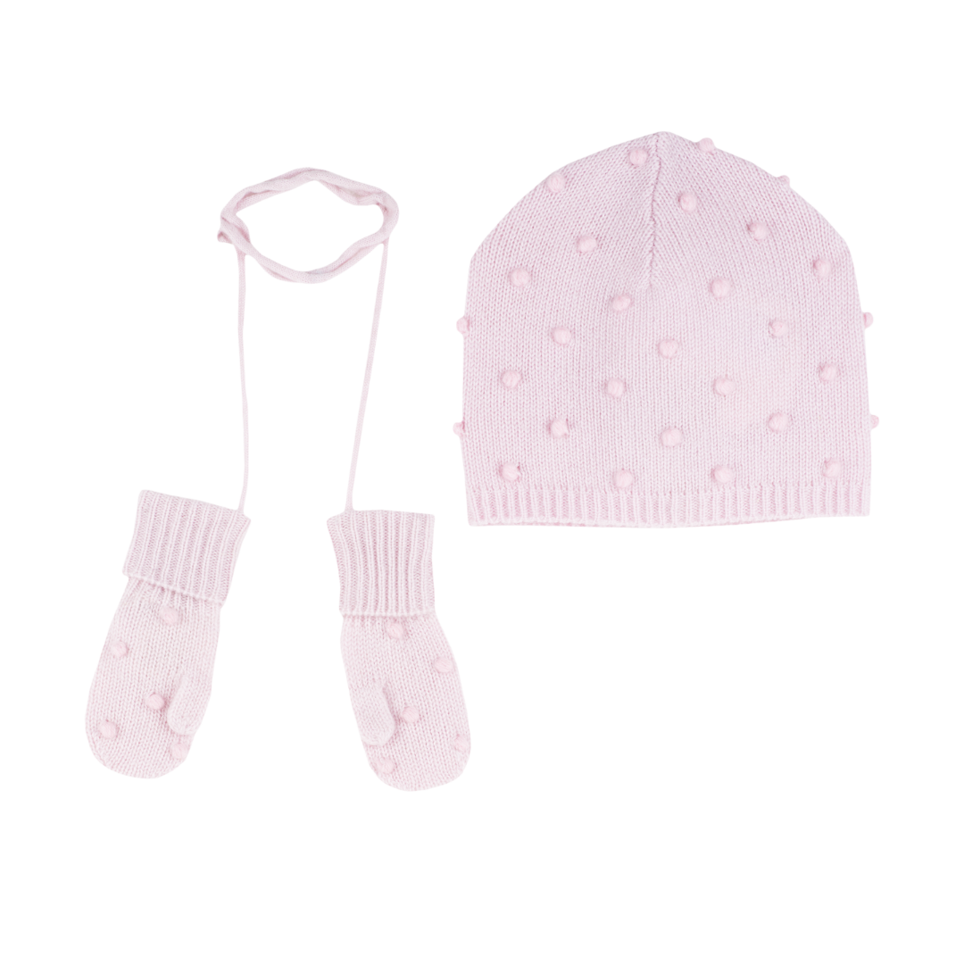 Baby Girl - Dora 100% Cashmere Set of Mittens and Hat