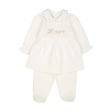 Baby Girl - Valentina 100% Pima Cotton Baby Doll Top and Leggings Set with Love Motif