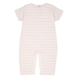 Baby Girl - Marion Cotton Candy Striped Romper With Short Sleeves