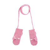 Baby Girl - 100% Cashmere Mittens With Contrasting In And Out Detail And Bow