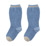 Baby Boy - Cashmere Calf Length Socks With Contrasting Multi-Coloured Heel And Toe