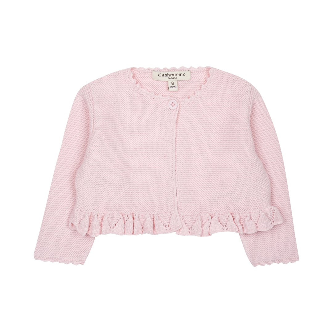 Baby Girl - Zoey Cropped Cotton Cardigan – Crochet Detail & Lightweight Knit