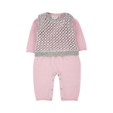Baby Girl - Cashmere Romper With Removable Woven Slipover Set