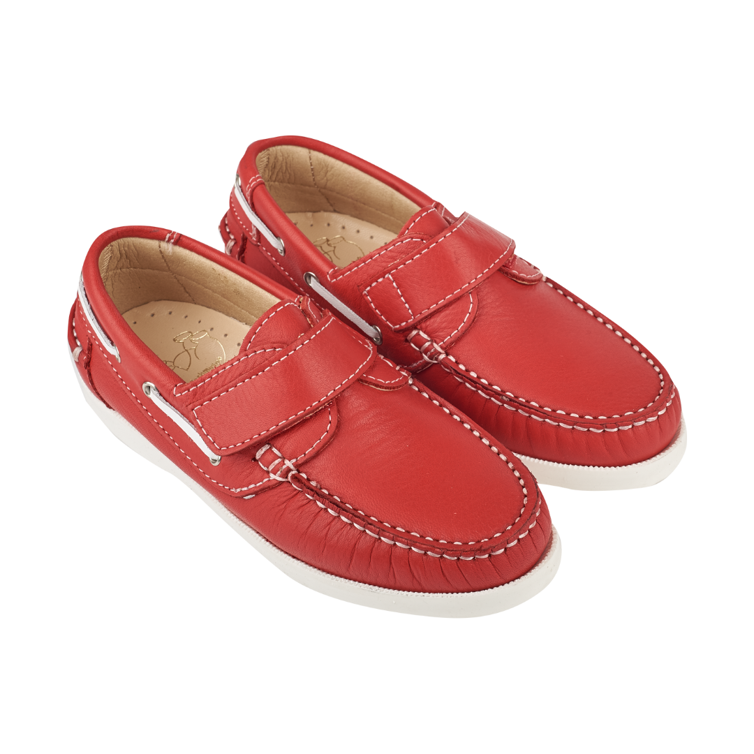 Boy - Ben Leather Classic Boat Shoes with Velcro Strap
