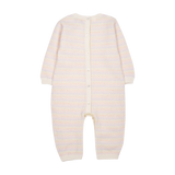 Baby Girl - Cashmere Romper with Striped Multi-Coloured In-And-Out Stitching