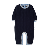Baby Boy - Cashmere Cable Knit Romper with Contrast Trim