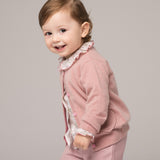 Baby Girl - Sweetheart Cashmere Cardigan with Heart Pockets  in 100% Mongolian Cashmere