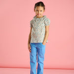 Lightweight cotton girls blouse with ruffled collar