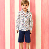 Boy - Jake 100% Cotton Classic Collar Shirt with Pocket and Handkerchief