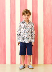Boy - Jake 100% Cotton Classic Collar Shirt with Pocket and Handkerchief