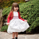 Girl - Cristina Hand Embroidered 100% Cotton Smocked Knee Length Dress