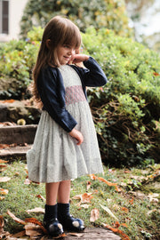 Girl - Cristina Hand Embroidered 100% Cotton Smocked Knee Length Dress