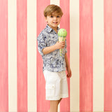 Boy - Jake 100% Cotton Classic Collar Shirt with Pocket and Handkerchief