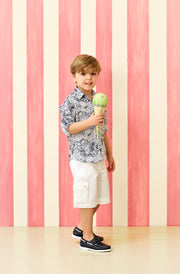 Boy - Jake 100% Cotton Classic Collar Shirt with Pocket and Handkerchief