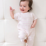Baby Girl - Marion Cotton Candy Striped Romper With Short Sleeves