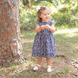 Girl - Rachel Hand Embroidered 100% Cotton Smocked Dress In Swimmer Print