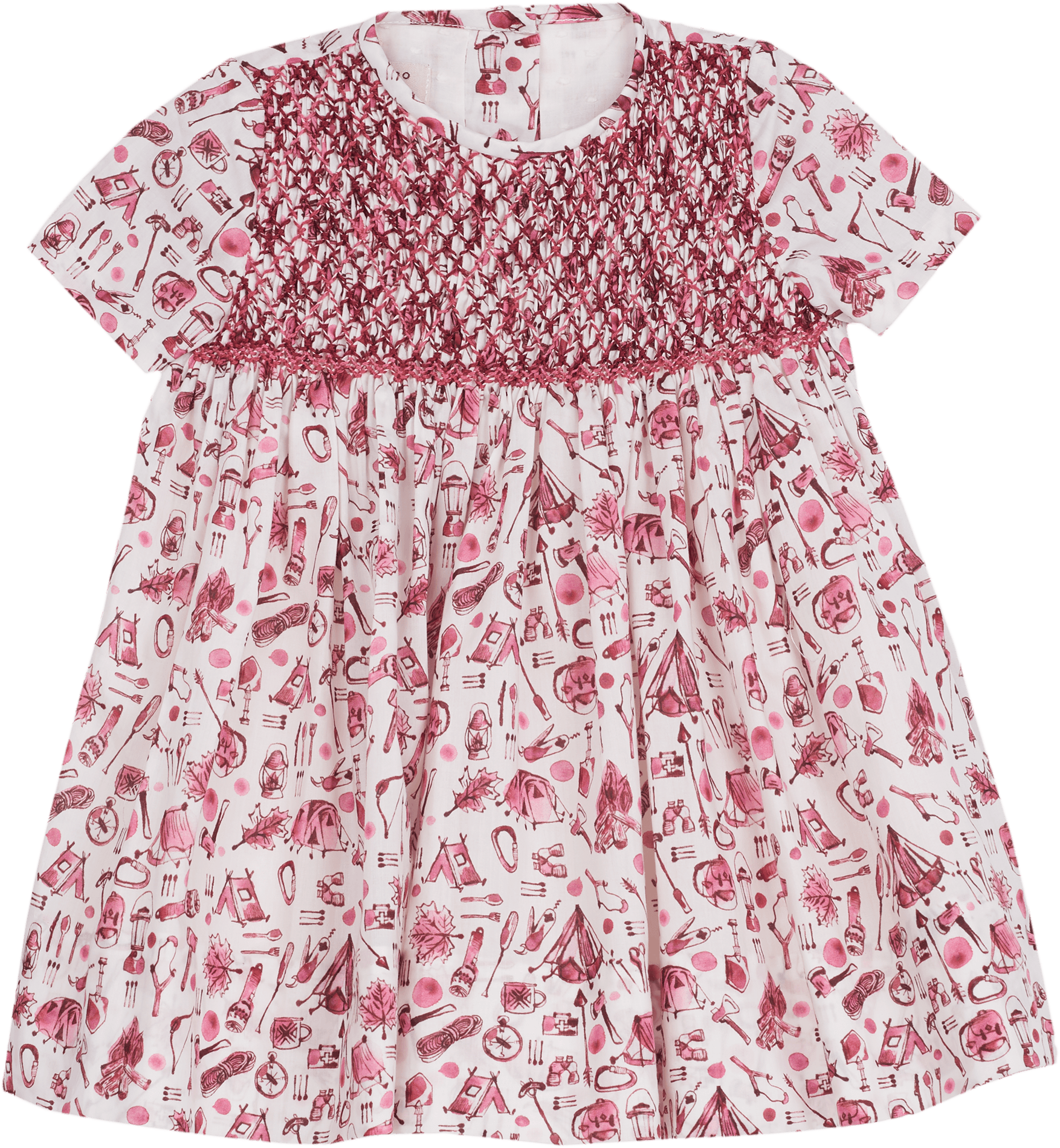 Baby Girl - Maple Cotton Hand Embroidered Knee Length Smocked Dress