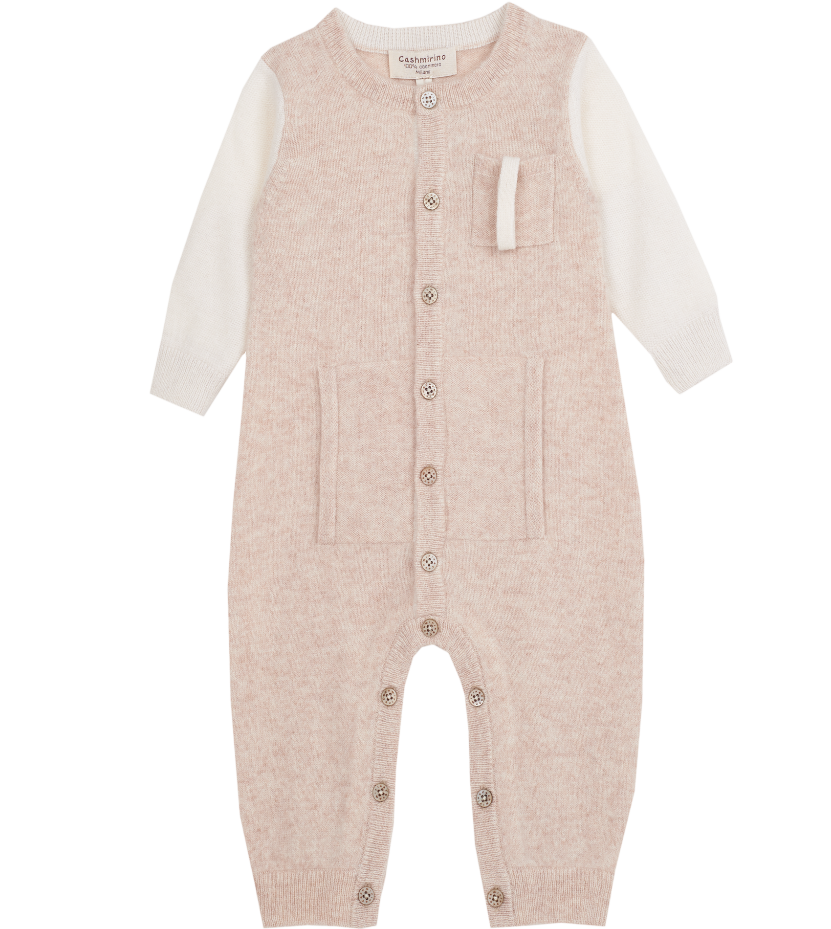 Baby Boy - Alberto 100% Cashmere Romper With Pacifier Pocket