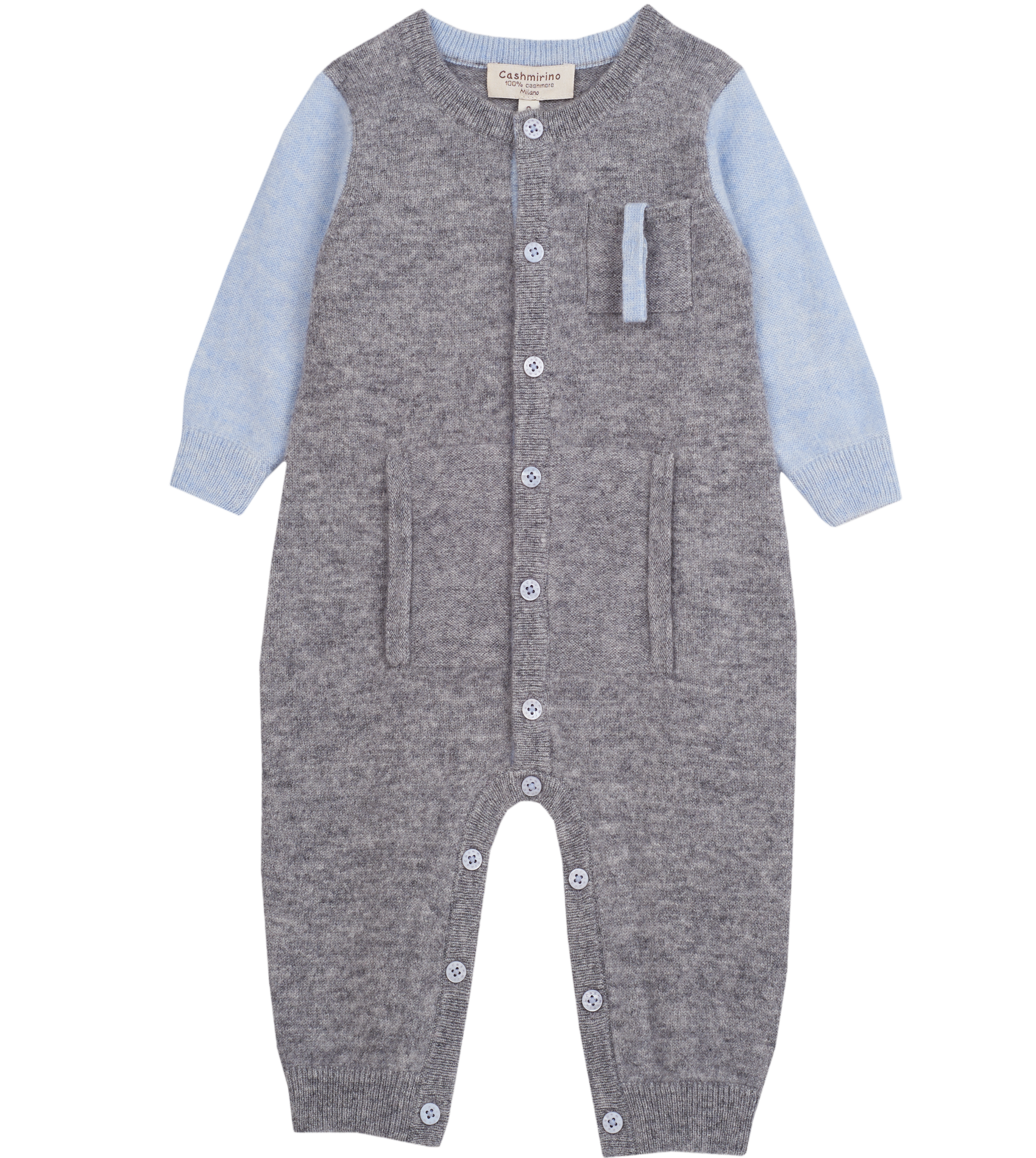 Baby Boy - Alberto 100% Cashmere Romper With Pacifier Pocket