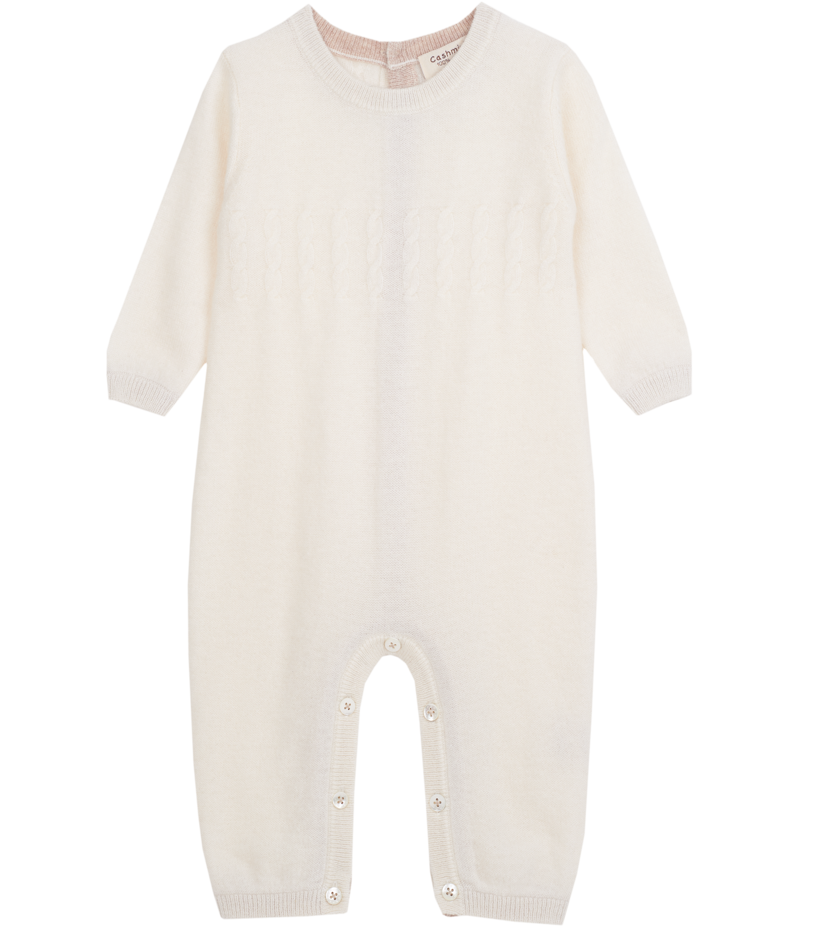 Baby Unisex - Drew 100% Cashmere Romper With Cable Knit Panel