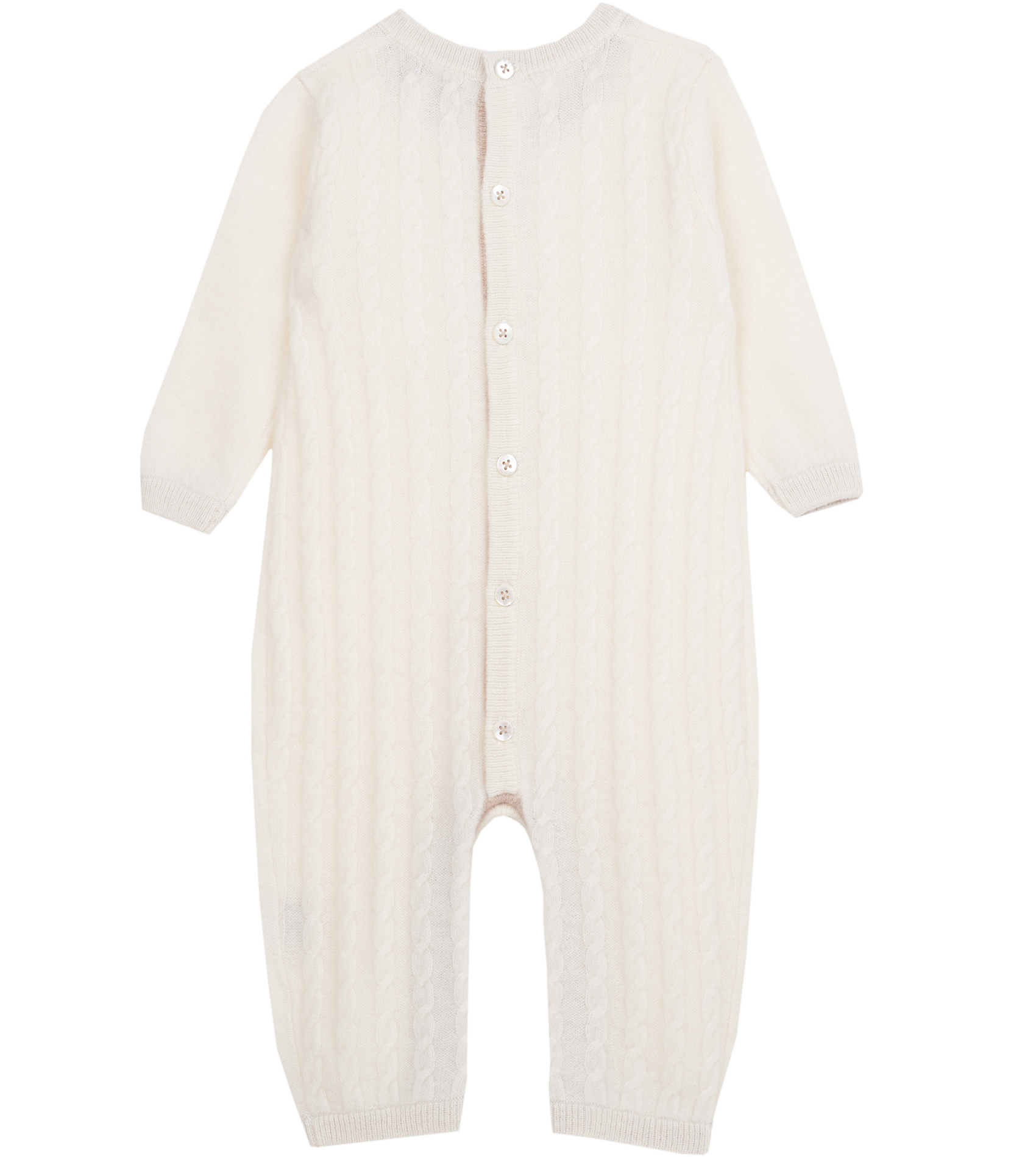 Baby Unisex - Drew 100% Cashmere Romper With Cable Knit Panel