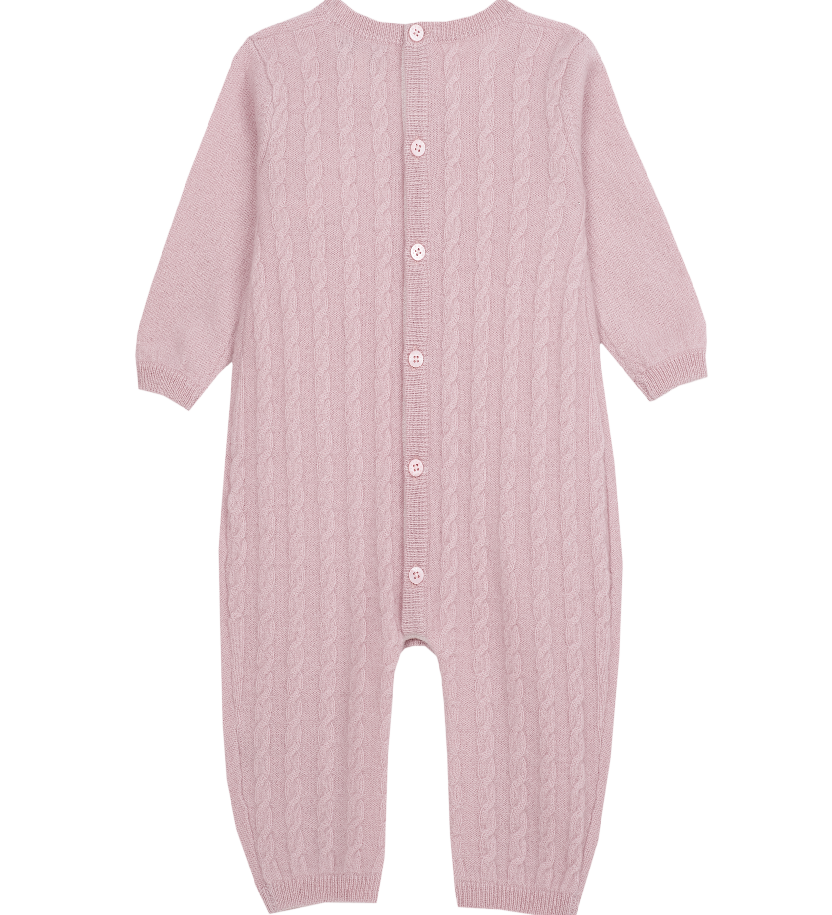 Baby Girl - Drew 100% Cashmere Romper With Cable Knit Panel