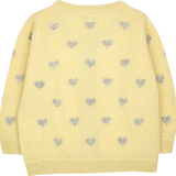 Baby Girl - Mila 100% Cashmere Heart Intarsia Cardigan With Internal Contrast