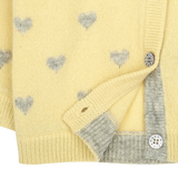 Baby Girl - Mila 100% Cashmere Heart Intarsia Cardigan With Internal Contrast