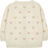 Baby Girl - Mila 100% Cashmere Heart Intarsia Cardigan With Internal Contrast