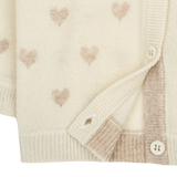 Baby Girl - Mila 100% Cashmere Heart Intarsia Cardigan With Internal Contrast