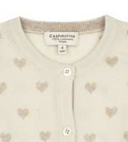 Girl - Mila 100% Cashmere Heart Intarsia Cardigan