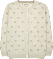 Girl - Mila 100% Cashmere Heart Intarsia Cardigan