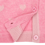Baby Girl - Mila 100% Cashmere Heart Intarsia Cardigan With Internal Contrast