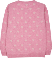 Girl - Mila 100% Cashmere Heart Intarsia Cardigan