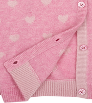 Girl - Mila 100% Cashmere Heart Intarsia Cardigan