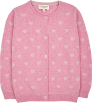 Girl - Mila 100% Cashmere Heart Intarsia Cardigan